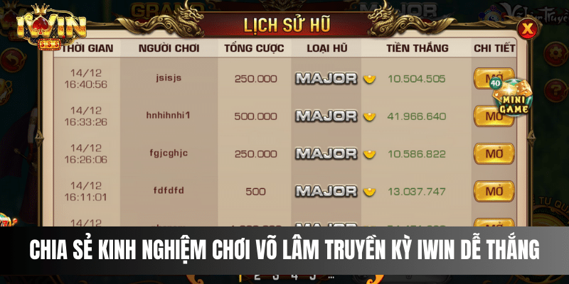 Chia sẻ kinh nghiệm chơi Võ Lâm Truyền Kỳ IWIN dễ thắng